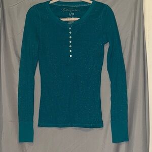 Aeropostale Teal Sparkle Long Sleeve Tee